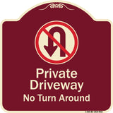 Private Driveway, No Turn Around With Symbol
