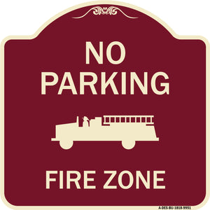 No Parking, Fire Zone With Fire Truck Graphic