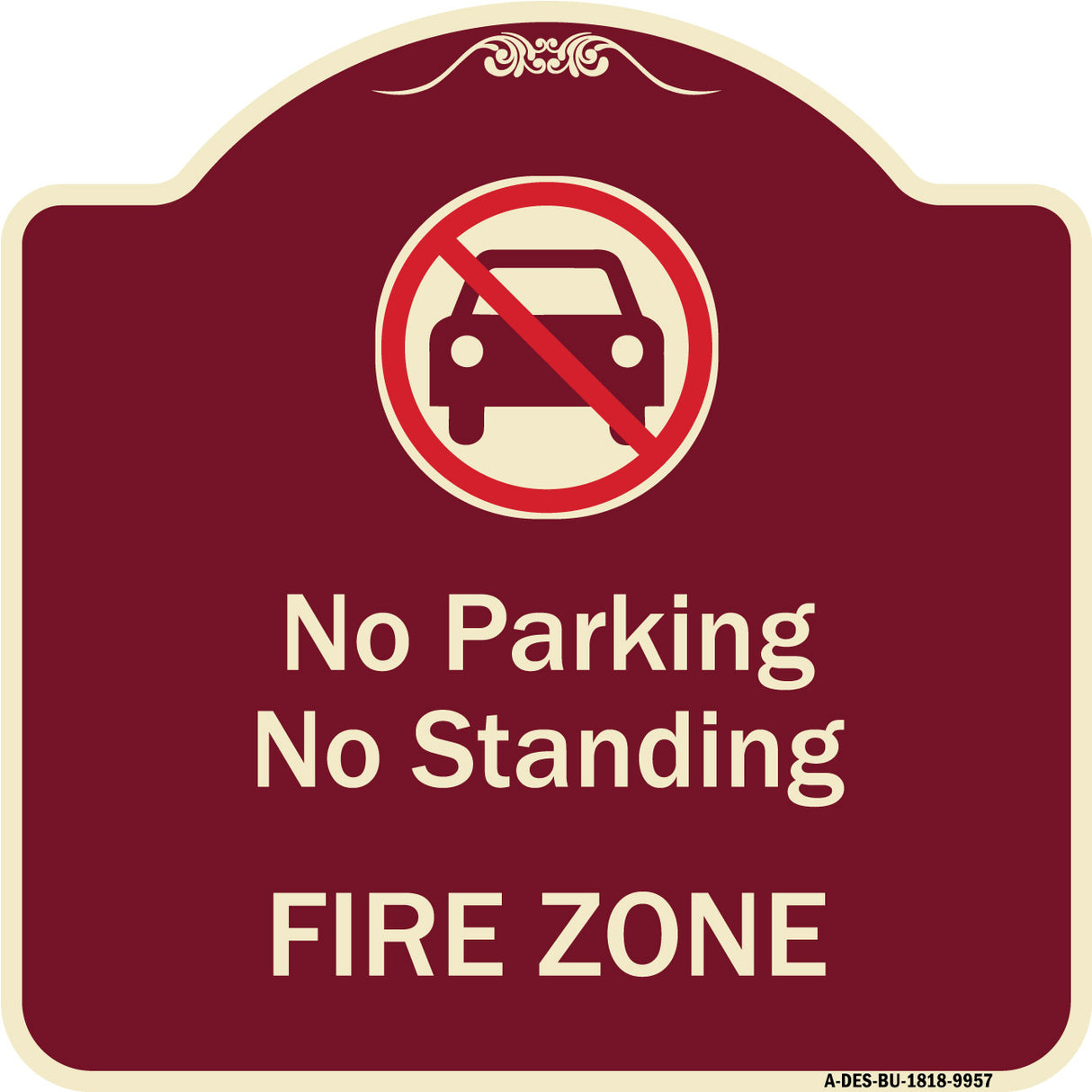 No Parking Or Standing, Fire Zone With Graphic