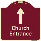 Church Entrance Ahead With Up Arrow