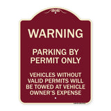 Warning Parking by Permit Only Vehicles Without Valid Permits Will Be Towed at Vehicle Owner's Expense