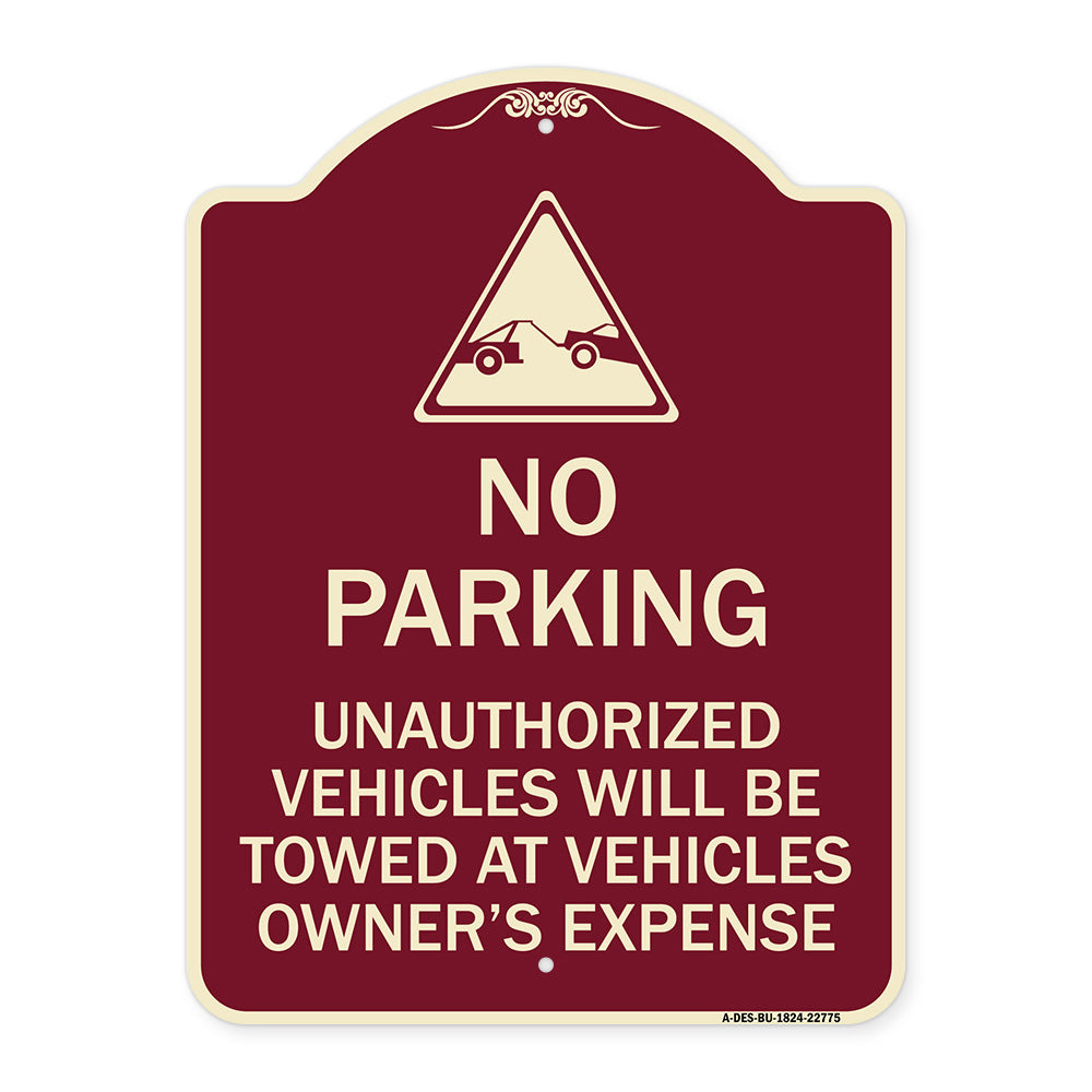 Unauthorized Vehicles Towed at Owner Expense with Graphic