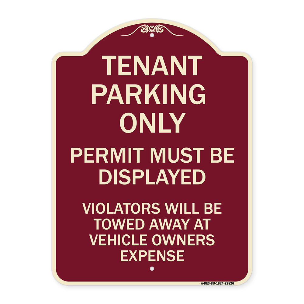 Tenant Parking Only Display Permit Violators Towed at Owner Expense