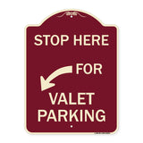 Stop Here for Valet Parking (Left Arrow)