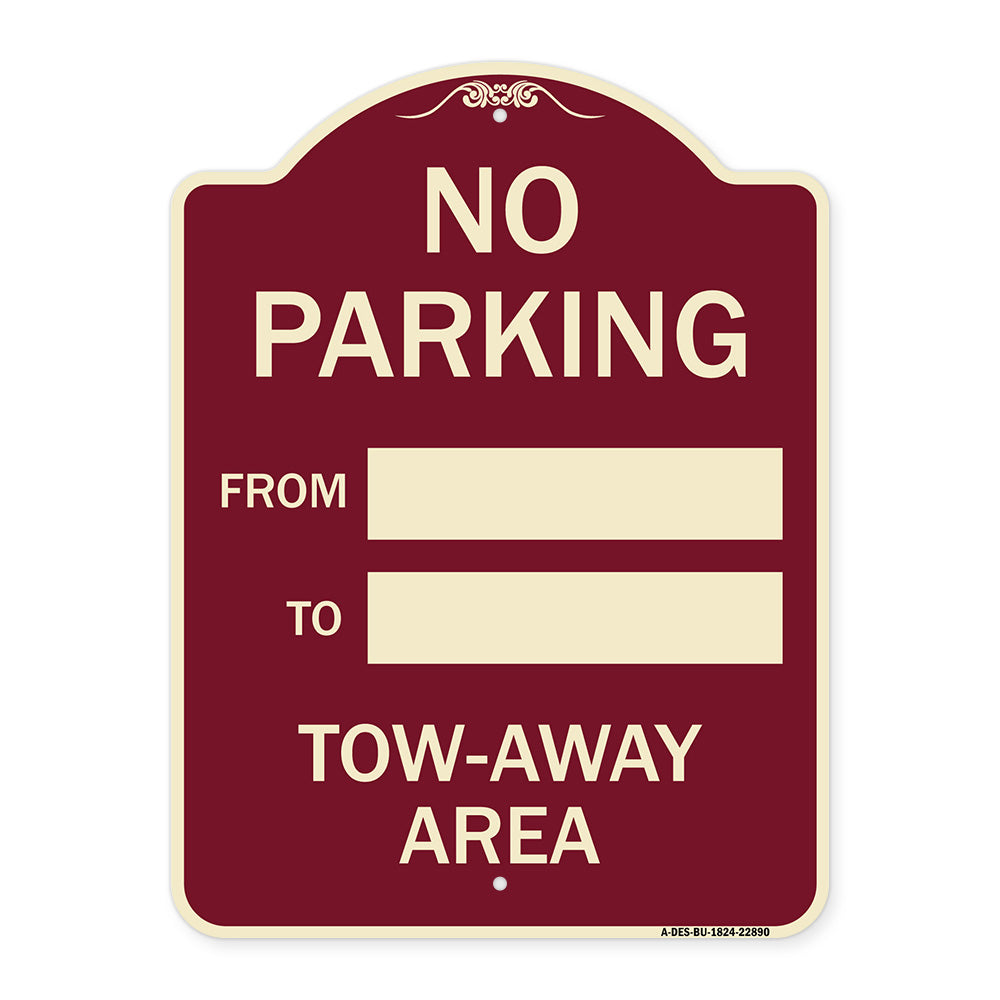 No Parking From - to with Blank Space