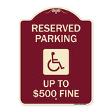 Reserved Parking Up to $500 Fine (Handicapped Symbol)