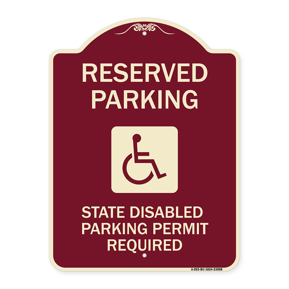 Reserved Parking State Disabled Parking Permit Required (Handicapped Symbol)