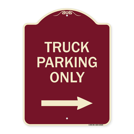 Reserved Parking Sign Truck Parking Only with Right Arrow