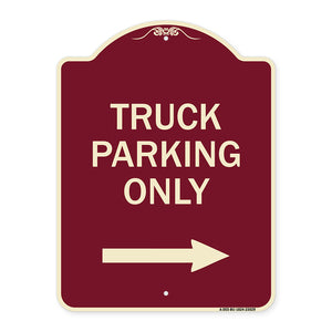 Reserved Parking Sign Truck Parking Only with Right Arrow