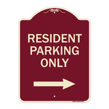 Reserved Parking Sign Resident Parking Only (With Right Arrow)