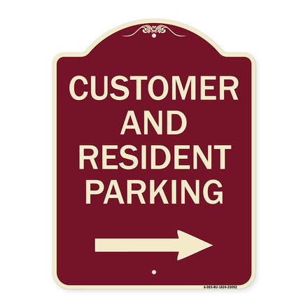 Reserved Parking Sign Customer and Visitor Parking (With Right Arrow)