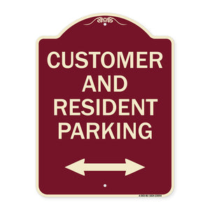 Reserved Parking Sign Customer and Visitor Parking (Bidirectional Arrow)