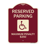 Reserved Parking Maximum Penalty $250 (With Handicapped Symbol