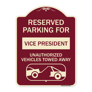 Reserved Parking for Vice President Unauthorized Vehicles Towed Away (With Car Tow Graphic)