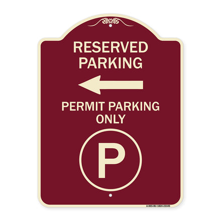 Reserved Parking - Permit Parking Only with Symbol and Left Arrow