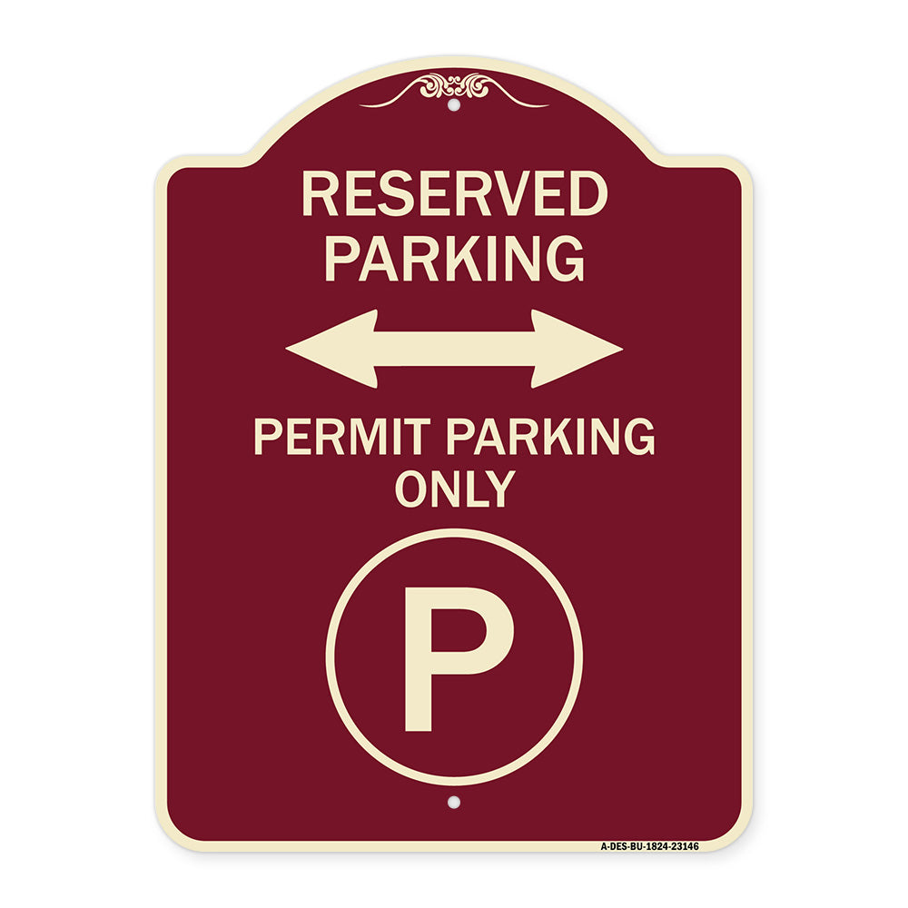 Reserved Parking - Permit Parking Only with Symbol and Bidirectional Arrow