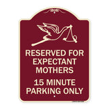 Reserved for Expectant Mothers 15 Minute Parking Only (With Stork & Baby Graphic)