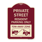 Private Street Sign Private Street Resident Parking Only Tow Away Zone (With Towing Graphic)