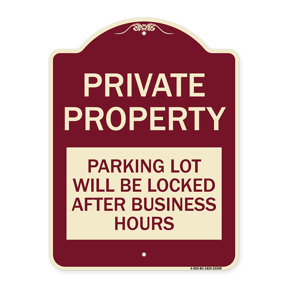 Private Property Parking Lot Will Be Locked After Business Hours