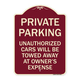 Private Parking Unauthorized Cars Will Be Towed Away at Owner's Expense