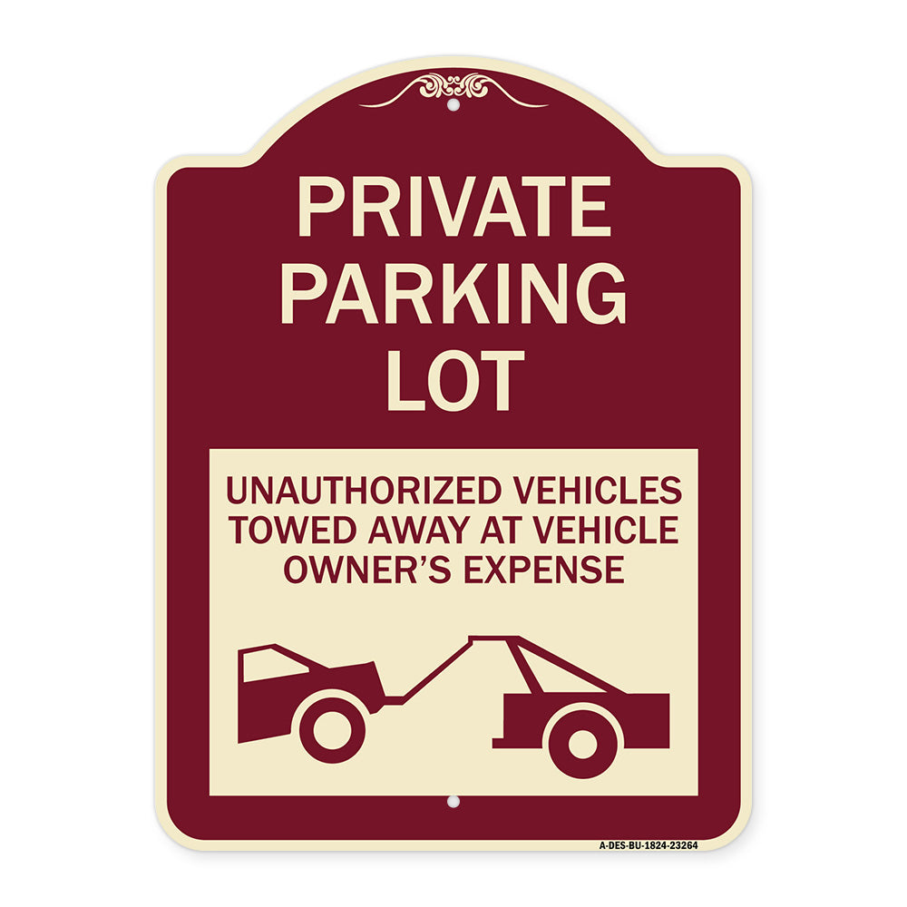 Private Parking Lot Unauthorized Vehicles Towed at Owner Expense