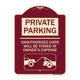 Private Parking - Unauthorized Cars Will Be Towed at Owner's Expense (With Car Towing Graphic)