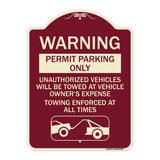 Permit Parking Only Unauthorized Vehicles Will Be Towed at Vehicle Owner's Expense Towing Enforced