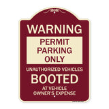Permit Parking Only Unauthorized Vehicles Booted at Vehicle Owner's Expense