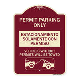 Permit Parking Only - Estacionamiento Solamente Con Permiso. Vehicles Without Permits Will Be Towed (With Car Tow Graphic)