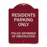 Parking Sign Residents Parking Only Police Informed of Obstruction