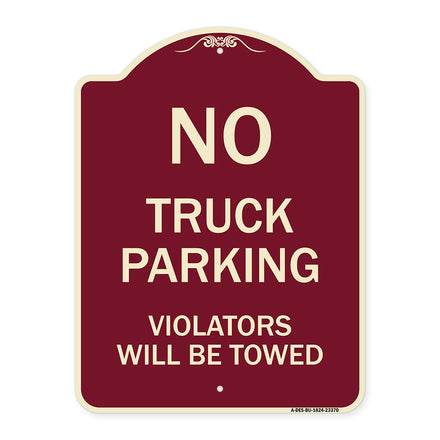 Parking Restriction Sign No Truck Parking Violators Will Be Towed