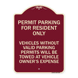 Parking Permit Sign Permit Parking for Residents Only Vehicles Without Valid Parking Permits Will Be Towed