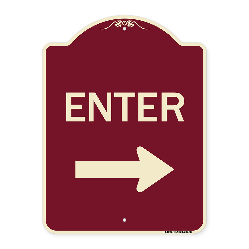 Parking Lot Sign Enter Sign (Right Arrow)