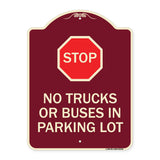Parking Lot Rules Sign Stop - No Trucks or Buses in Parking Lot (With Stop Symbol)