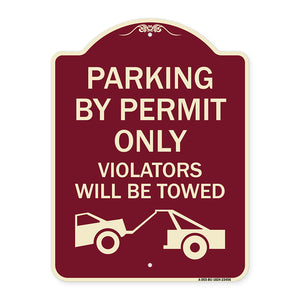 Parking by Permit Only Violators Will Be Towed (Towing Symbol)