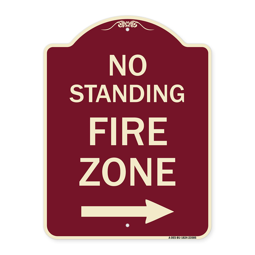 No Standing Fire Zone with Right Arrow