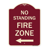 No Standing Fire Zone with Left Arrow