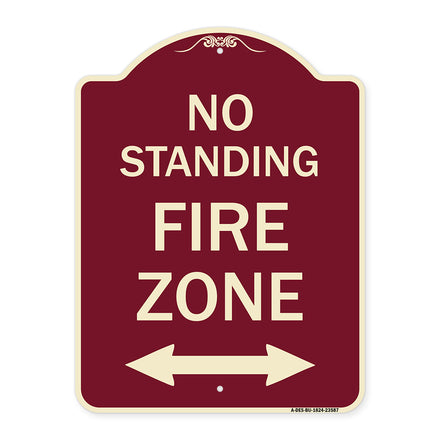 No Standing Fire Zone with Bidirectional Arrow