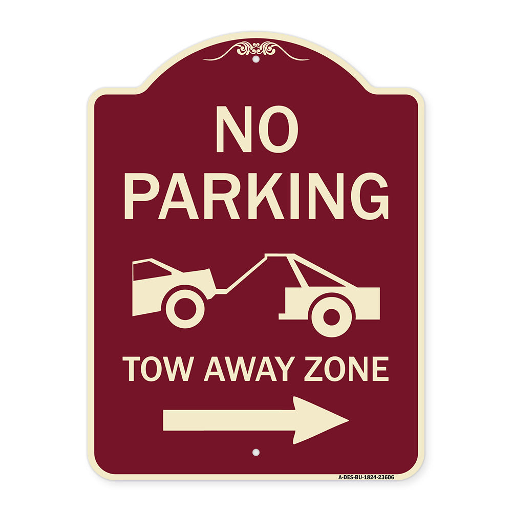 No Parking Tow-Away Zone with Right Arrow