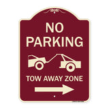 No Parking Tow-Away Zone with Right Arrow