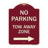 No Parking Tow Away Zone with Right Arrow