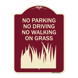 No Parking Driving or Walking on Grass