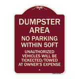 No Parking Within 50 Ft Unauthorized Vehicles Will Be Ticketed Towed at Owners Expense