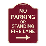 No Parking or Standing Fire Lane (With Right Arrow)