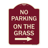 No Parking on the Grass with Right Arrow