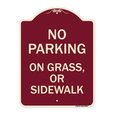 No Parking on Grass or Sidewalk Parking Sign