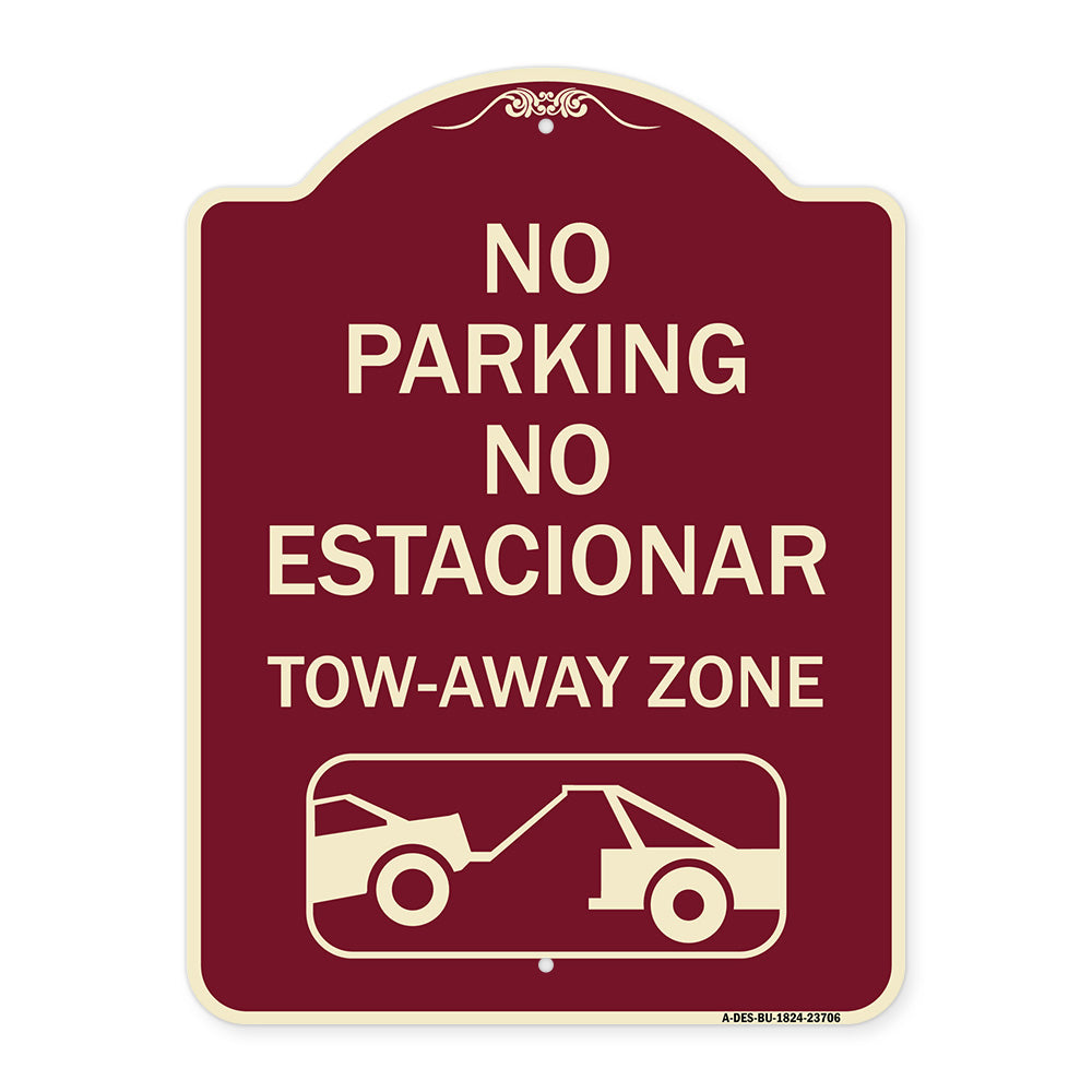 No Parking No Estacionar Tow Away Zone (With Graphic) Directional Arrow) Tacionamiento Zona De Cargamento