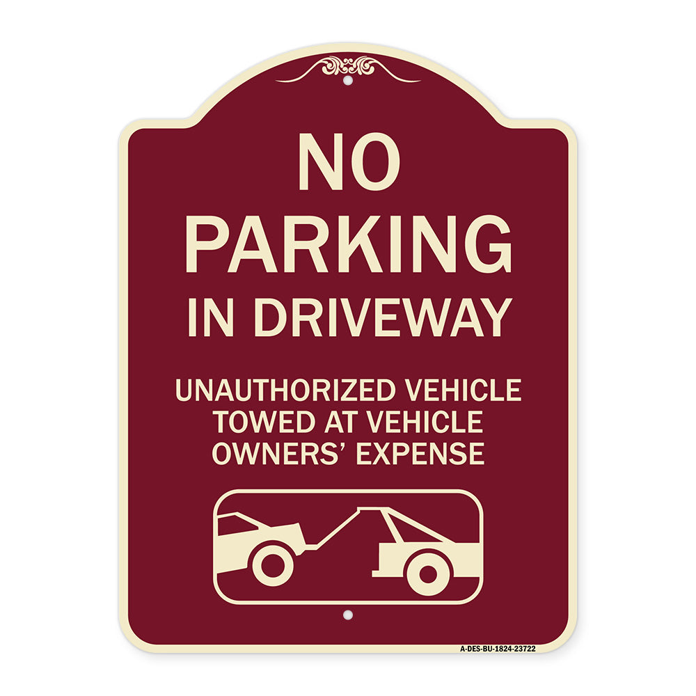 No Parking in Driveway Unauthorized Vehicles Towed