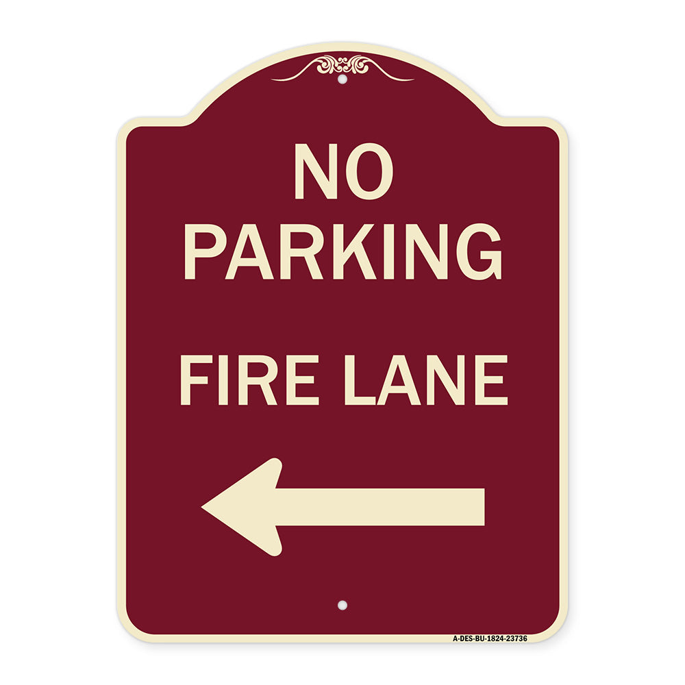No Parking Fire Lane (With Left Arrow)