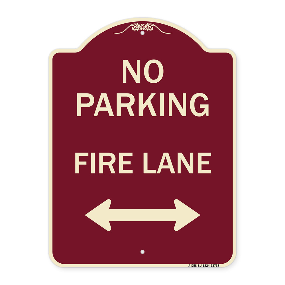 No Parking Fire Lane (With Bidirectional Arrow)